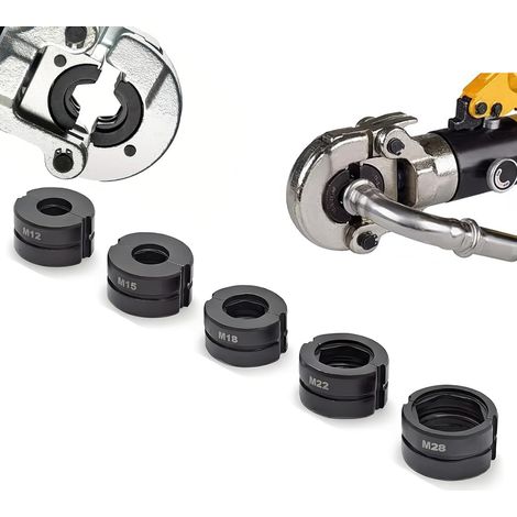 Jeu De 5 Mâchoires De Sertissage M M12 M15 M18 M22 M28, Inserts De Sertissage Profil M À Changement Rapide Pour Pince À Sertir Manuelle Hydraulique, Tubes En Cuivre Acier Inoxydable Et Acier Carbone (1/5)