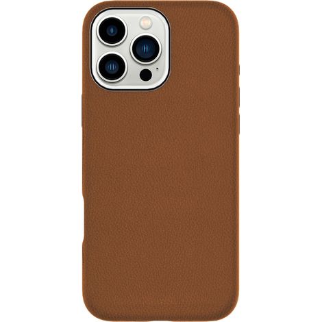 Funda magnética de piel marrón eSTUFF infinite venice para iPhone 16 Pro. Material: 65 % PC reciclado, 21 % TPU reciclado. ES67160025