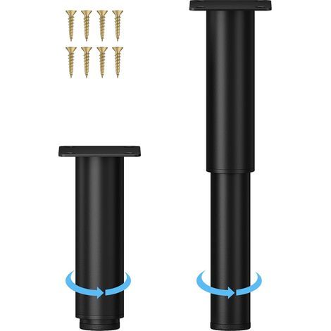 18 cm Piedini Regolabili per Cucina, Neri, 2 Pezzi, Altezza Regolabile da 0 a 150 mm, Piedini per Armadio con Viti (1/5)