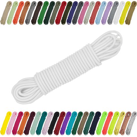 Cordon élastique en caoutchouc 2 mm, 3 mm pour couture, bricolage et extérieur – Caoutchouc rond, corde expansive, élastique blanc, 3 mm x 10 m (1/5)