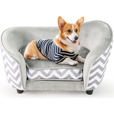 COSTWAY Divano per Cani 70 x 41 x 40 cm, Letto Morbido con Cuscino Imbottito, Copertura Removibile e Lavabile e Gambe, Poltrona per Cani in Velluto, capacità di Carico 50 kg (1/5)