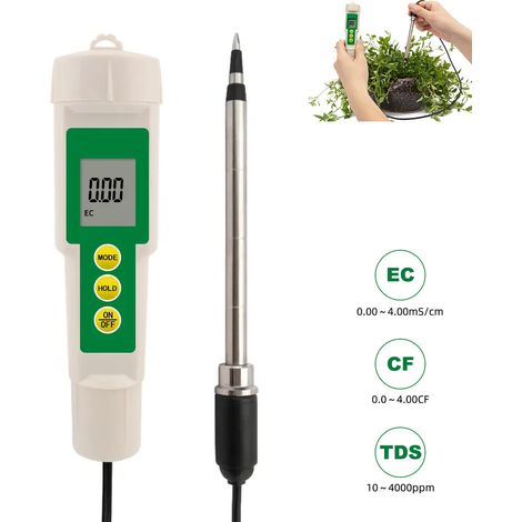 Testeur de sol 3 en 1, testeur de conductivité électrique/total des solides dissous/fluorescence du sol Salinomètre pour le jardinage (1/5)