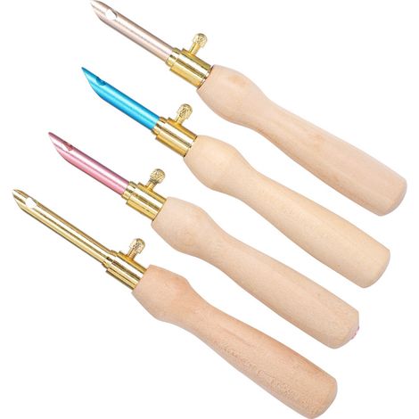 Lot de 4 stylos à broder portables à poinçonner avec manche en bois pour la couture, le feutrage et les travaux manuels. (1/5)