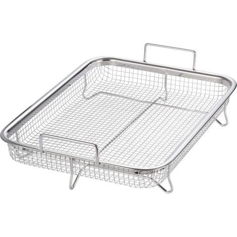 Panier de barbecue multifonction en acier inoxydable 304 pour frites, grillades (30 x 22 x 5 cm) (1/5)