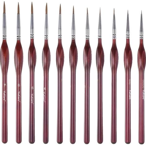 Pinceaux de peinture de détail miniature, manche en bois, poils synthétiques, 11 PCS (1/2)