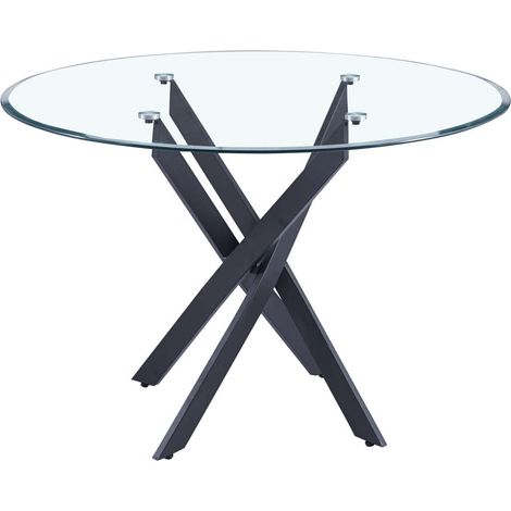 Table à manger ronde  JESSICA TRANSPARENT pieds Métal noir 100 cm 4 couverts (1/5)