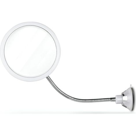 Bardusch-Miroir de douche rond sans buée de 17 cm, col de cygne réglable, pivotant 360°, ventouse puissante, incassable (1/5)