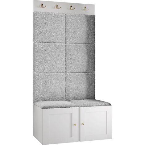 Conjunto para recibidor Hartford 375, Abriamo 06, 186x84x46cm, MDF, Aglomerado laminado, Tapiz, Montada en la pared, Colocada (1/5)