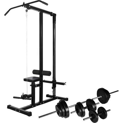 Máquina musculación Power Tower con pesas y mancuernas 30,5 kg vidaXL