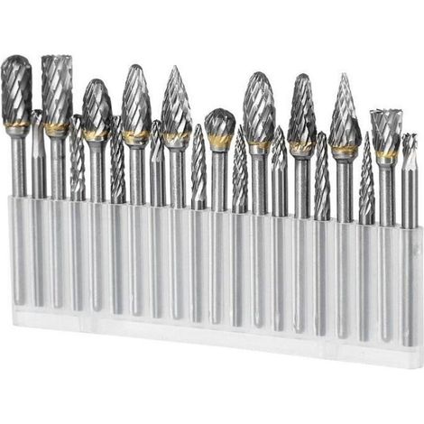 Lot de 20 fraises en carbure de tungstène super dures. outil rotatif. poignée de 1/8".compatible avec les accessoires de sculpture sur bois Dremel (1/5)
