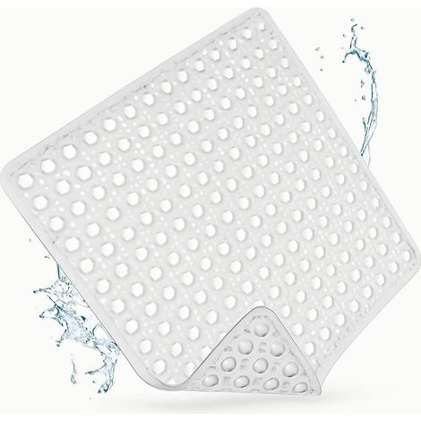 Rutschfeste Duschmatte, 53 x 53 cm, rutschfeste Badematte, für die Dusche, maschinenwaschbar, grau-transparent