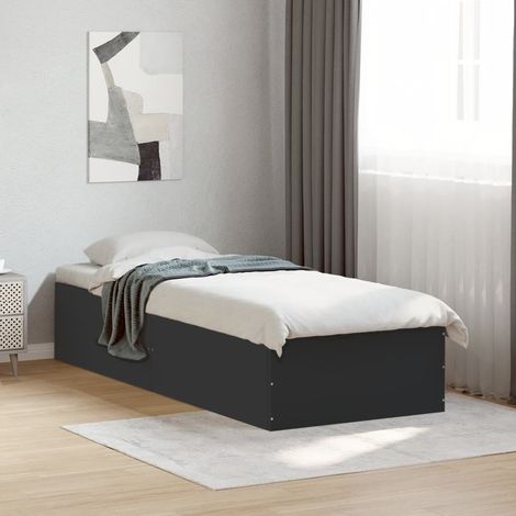 Estructura de cama madera de ingeniería negra 75x190 cm