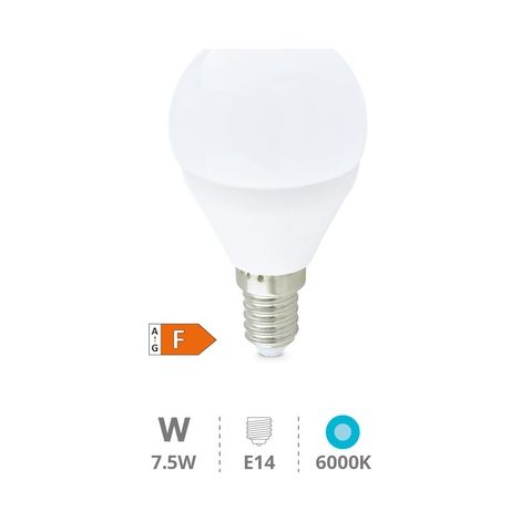 Bombilla LED esférica G45 E14 7,5W 6000K 650 lm 200 grados