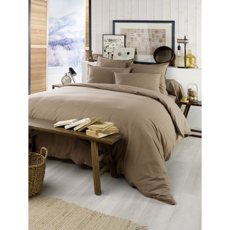 Housse de couette "Candice" toutes dimensions Flanelle de Coton l'Effet Papillon - Candice Ficelle - 260 x 240 cm - Candice Ficelle - (1/4)