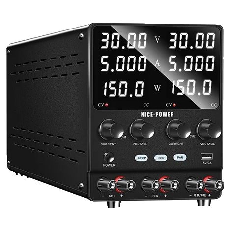 Fuente de alimentación de CC, doble canal, voltaje ajustable, 30 V 5 A, doble canal, CA 220 °C-d (1/2)