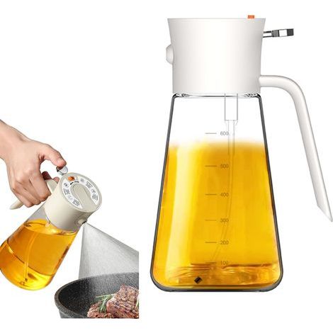 Pulverizador de aceite de cocina, botella pulverizadora de aceite de oliva, pulverizador de aceite y vinagre, dispensador de aceite de oliva de vidrio 2 en 1 con pulverizador, botella pulverizadora de (1/5)