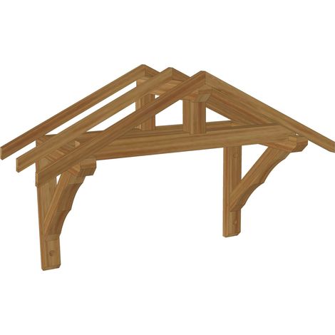 Marquise double pentes en bois traité classe 3 – Installation rapide – Bois issu de forêts gérées durablement – Fabrication française – Jardinatoire (1/4)