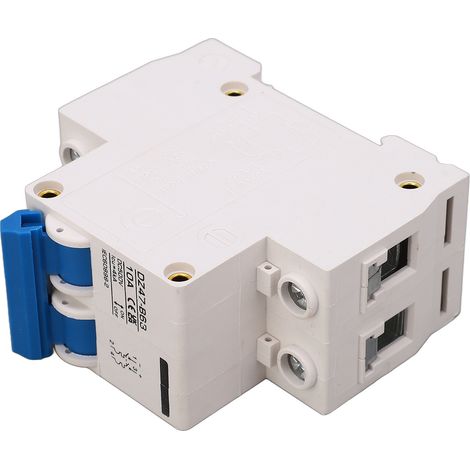 Disjoncteur DZ47-B63 10 A CC, disjoncteur miniature 500 V CC bipolaire, disjoncteur de type B, disjoncteur miniature CC pour systèmes photovoltaïques, disjoncteur pour montage sur rail DIN, basse tens (1/5)