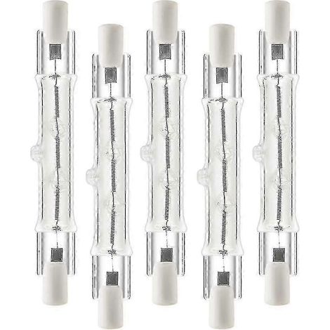 Lot de 5 ampoules halogènes linéaires R7S 118 mm 300 W 230 V, compatibles avec les lampes halogènes à intensité variable (édition C). (1/5)