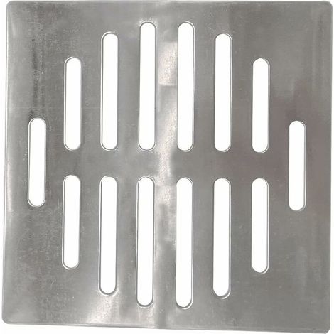 Couvercle de vidange en acier inoxydable, carré, 15 cm, 14 trous, de couleur argentée (1/4)