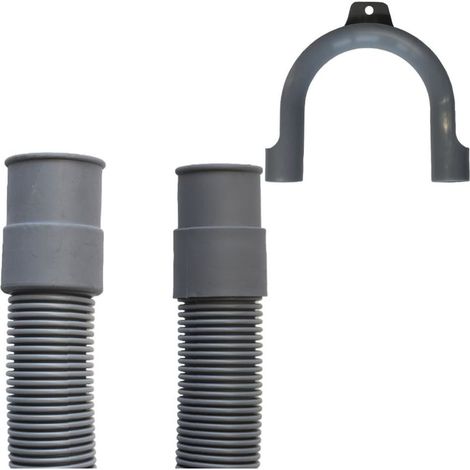 Tuyau d'évacuation en plastique gris 3/4 pouce de 1 mètre avec fixation spiralé pour machine à laver et lave-vaisselle – Solution durable, installation rapide et écoulement optimal de l'eau