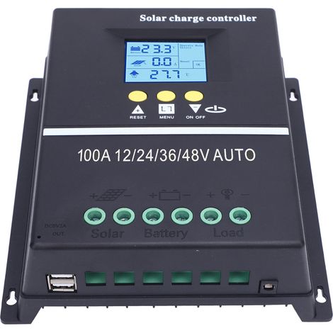 Universeller MPPT-Solarladeregler mit effizientem LCD-Display für 100-A-Solarmodule (12 V, 24 V, 36 V, 48 V), zwei USB-Anschlüsse für vielseitige Anwendungen