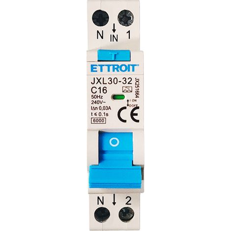ETTROIT interruttore Magnetotermico Differenziale 1P+N 16A 30mA 220V 6kA Classe A – Cod. JX251664