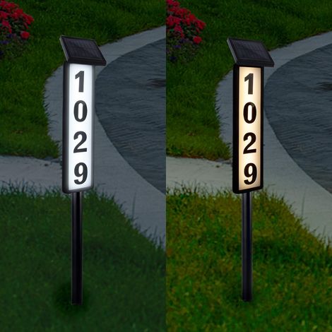 Targa con numero civico illuminato ad energia solare per casa, cortile, giardino, abitazione
