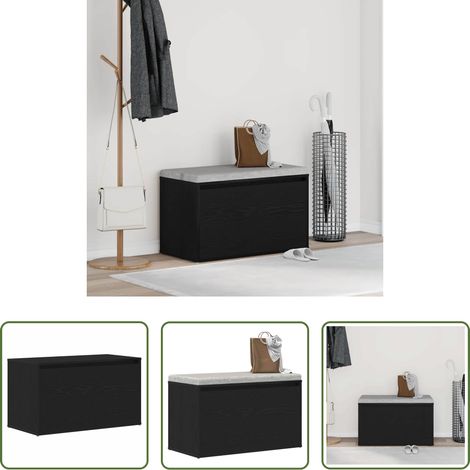 vidaXL Eingangsbank - Flurbank Schwarz Eichen-Optik 80 x 40 x 45 cm Holzwerkstoff (1/5)