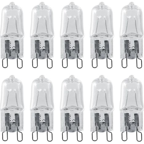 Paquete de 10 bombillas halógenas G9 de 28 W, transparentes y a prueba de explosiones, para hornos. (1/4)