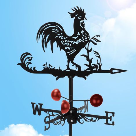 Outdoor Garden Weathervane, Rooster Weather Vane Metal  Retro Weathervane with Stand and Directional Indicator, Decorative Weathervane for Roof, Yard and Terrace, 13 x 58 cm (1/5)