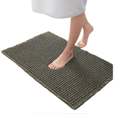 Tapis d'entrée de salle de bain gaufré absorbant, tapis de porte antidérapant vert (1/5)