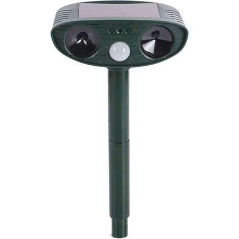 Répulsif à ultrasons pour oiseaux, répulsif solaire pour animaux extérieur avec détecteur de mouvement et alarme lumineuse LED pour taupes, chats, moufettes, rats, écureuils, cerfs, ratons laveurs (1/4)