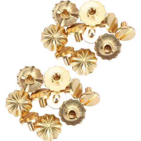 10 Ensembles de Clous à Vis Laiton Antiques Motif Chrysanthème, Rivets Décoratifs Rétro Dorés 111mm