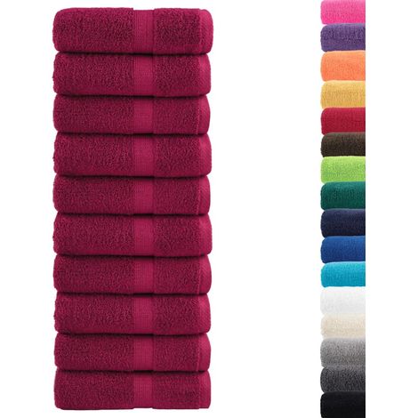 Asciugamani per ospiti Premium SOLUND 10 pz Bordeaux 30x50 cm 600 g/m² vidaXL