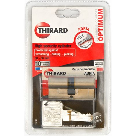 Thirard – Cylindre de serrure 30x30mm double entrée – Nickelé – Protection anti-casse et anti-crochetage – 4 clés crantées incluses (1/4)