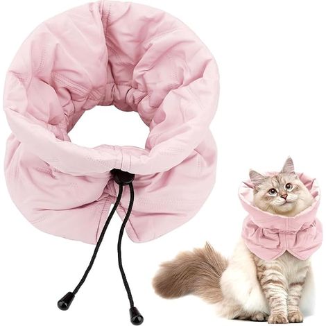 Collier de Récupération Chat, Doux Ajustable pour Chats Chaton Empêche de Lécher Les Plaies (Rose, M) (1/3)