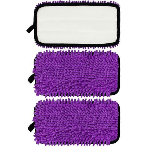 Lot de 3 lingettes chenille réutilisables pour balai Swiffer Wet Jet, utilisables à sec ou humide, pour le nettoyage des sols. (1/5)