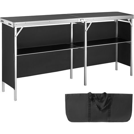 VEVOR Tragbare Messetheke Messetresen, 1980 x 385 x 880 m Messestand Ausstellungs-Thekenständer, Faltbarer Promotion-Bartisch Promotiontheke, Rezeptio mit Aufbewahrungsregal, Tragetasche, Schwarz (1/5)