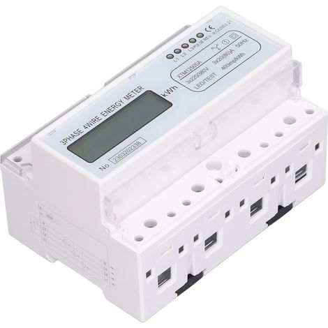 7-stelliger LCD-Stromzähler für 35-mm-DIN-Schienenmontage, 3-phasig, 4-adrig, Stromverbrauchsanzeige, 3 x 20 (80) A (1/5)