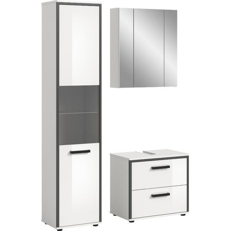 Kojak ensemble de meubles de salle de bains 115 cm blanc, haute brillance blanche. (1/5)