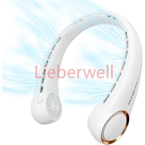 4000mAh Battery, Foldable Neck Fan USB Rechargeable with 3 Adjustable Speeds, Personal Neckband Cooler for Kitchen, Office, Camping and Travel, White (1/5)