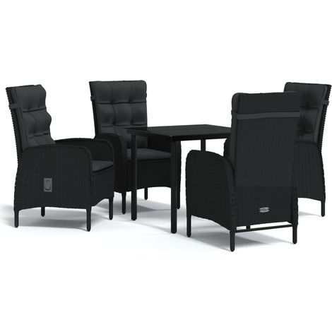 Maison Exclusive - Set da Pranzo da Giardino 5 pz con Cuscini Nero