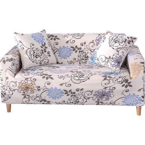Printed stretch fabric sofa covers for loveseat with elasticated bottom and anti-slip foam (1, 3 seater) (1/5)