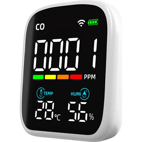 Irovami Détecteur CO portable Tuya WiFi – LED, T°/humidité – Idéal pour maison, sécurité, qualité air (1/5)