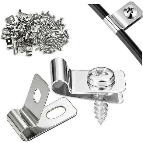 Clips Grillage Rigide Pinces de Fixation pour Clôture Clips Inoxydable 304 Fixation Grillage Rigide Métalliques Pinces avec Vis pour Bois Métal Fil à Souder Fil Barbelé (1/5)