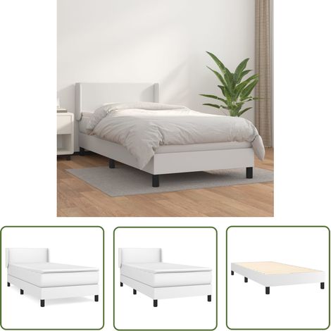 The Living Store Boxspringbett mit Matratze Weiß 80x200 cm Kunstleder - Boxspringbett - Doppelbett - Bettenrahmen - Weißes Bett - Kunstlederbett (1/5)