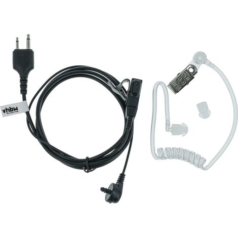 vhbw Headset earpiece compatible with Icom IC-V21AT, IC-U68, IC-U2, IC-U16, IC-U82 Radio Walkie Talkie + PTT Microphone, acoustic tube