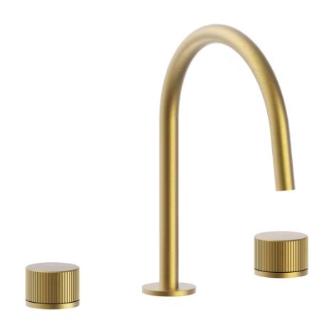 Mitigeur lavabo 3 trous avec bec fixe, sans vidage Honey Gold brossé. Paffoni série Jo JO052HGSP  Laiton - Honey Gold Spazzolato (1/2)