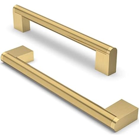 CYRILL – Maniglia per mobili da 10 pezzi, distanza tra i fori 160 mm Maniglie per mobili in acciaio inossidabile Maniglie per armadi Maniglia per armadietti da cucina-Ottone spazzolato (1/5)